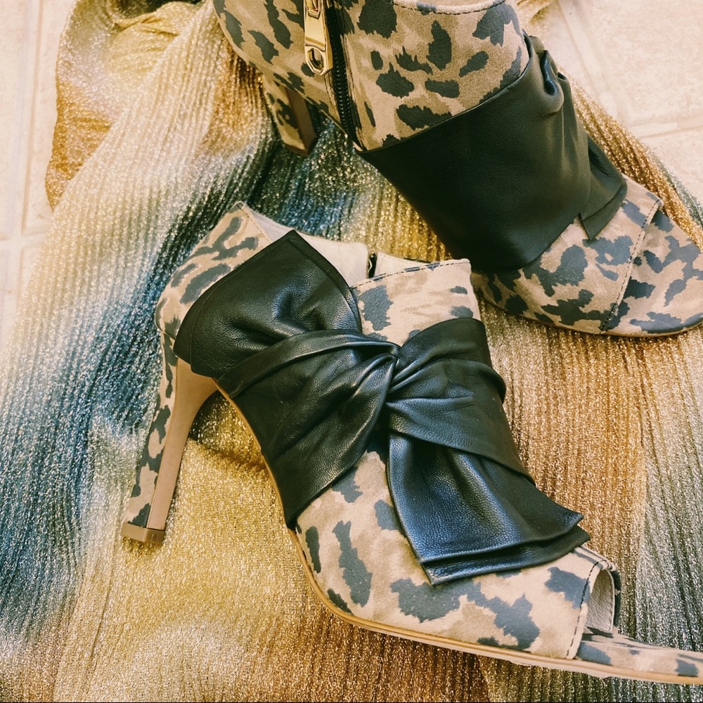 Louie eat Cie leopard black bow bootie 7.5 new